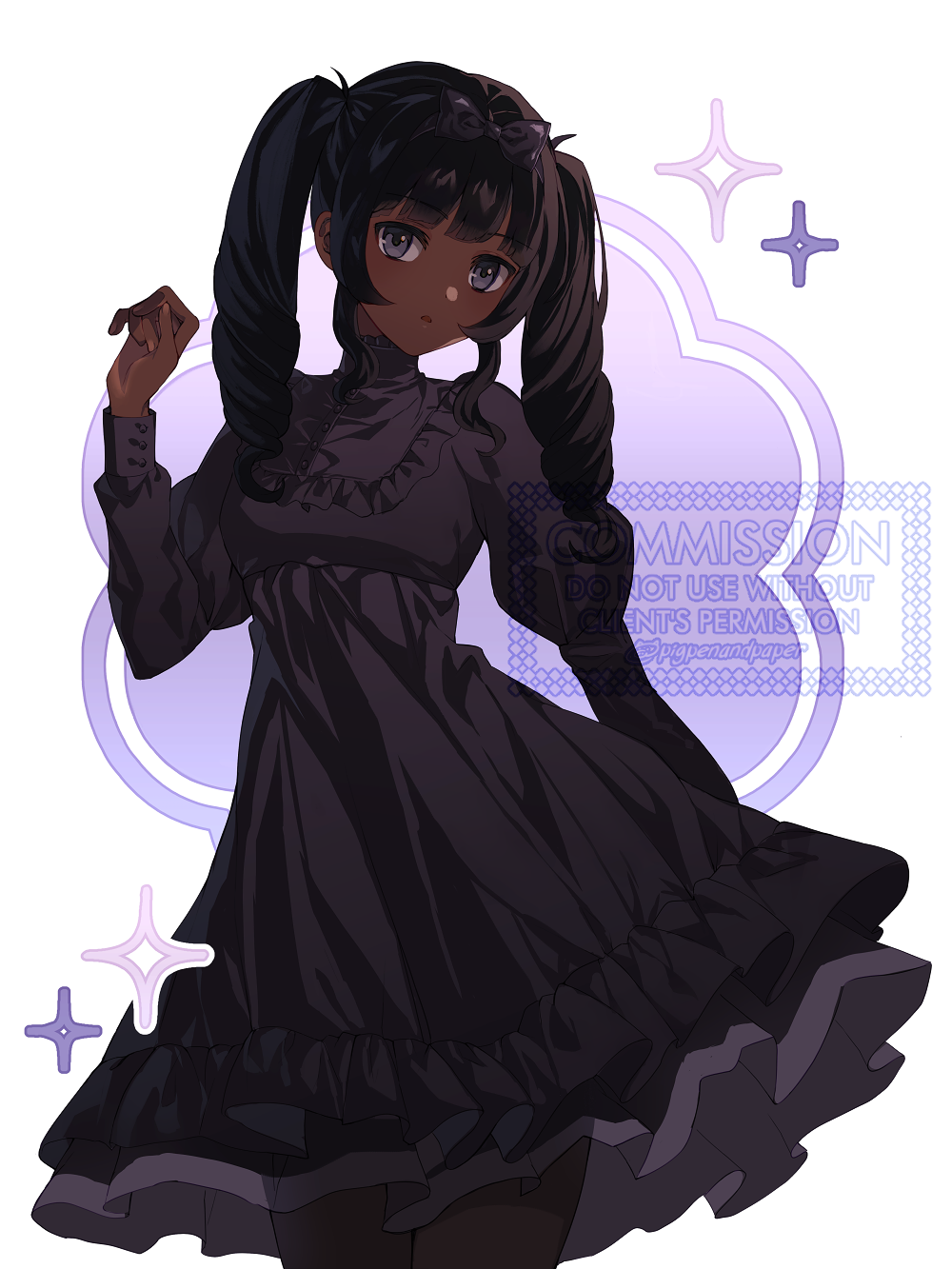 Safebooru - 1girl black dress black hair black pantyhose commentary ...