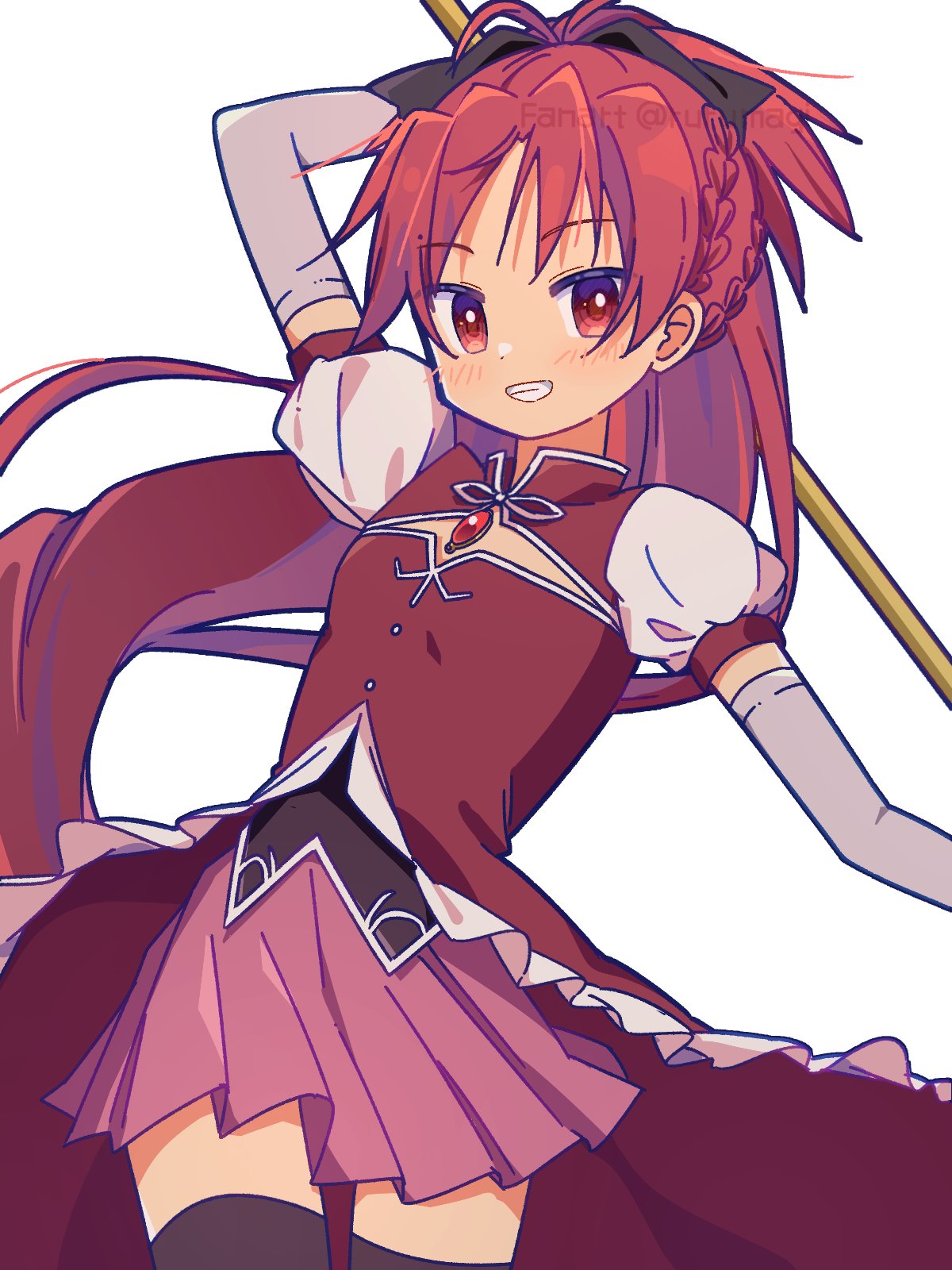 Red Ruru Safebooru - alternate costume black thighhighs cropped legs detached ...