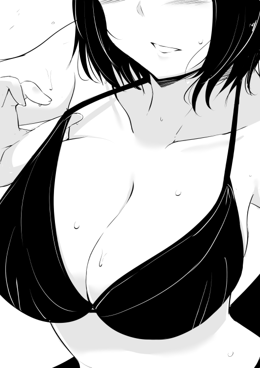 1girl blush breasts cleavage close-up collarbone head_out_of_frame kichihac...