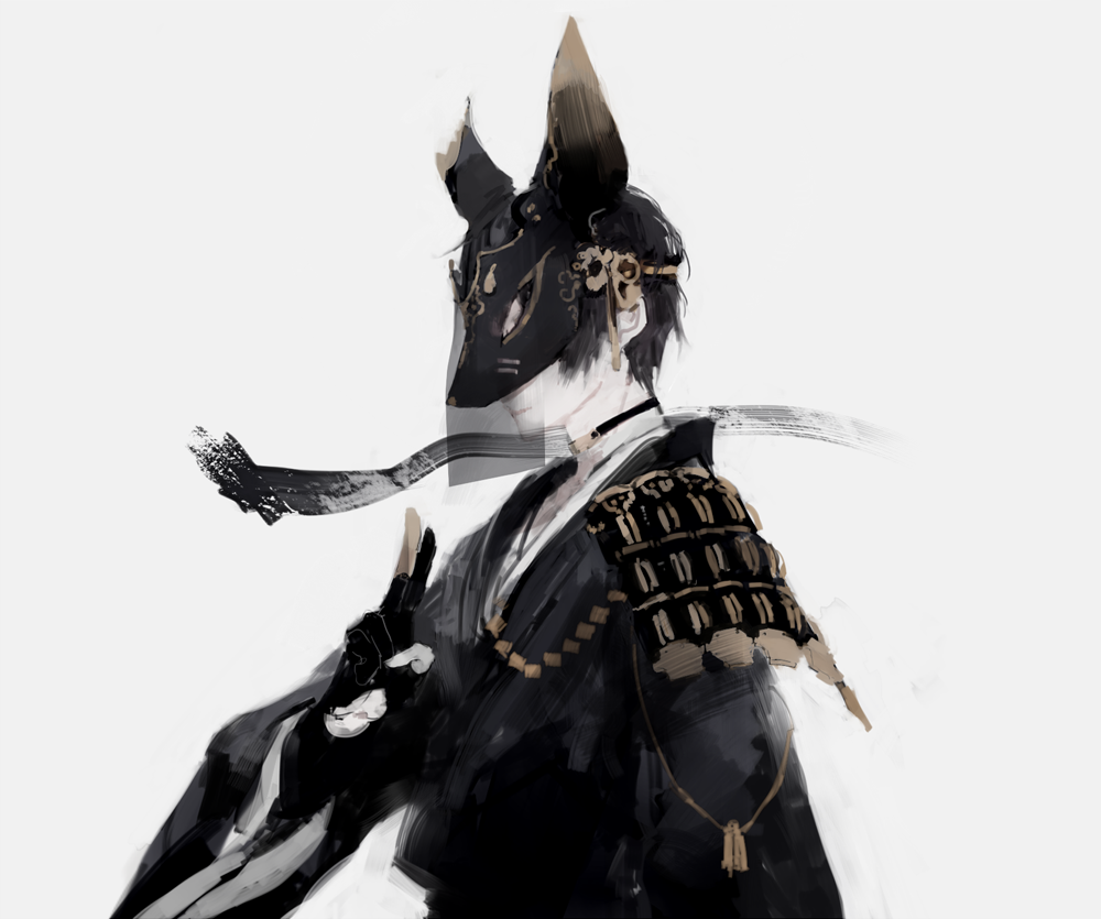 safebooru-1boy-abstract-animal-ears-armor-black-choker-black-gloves