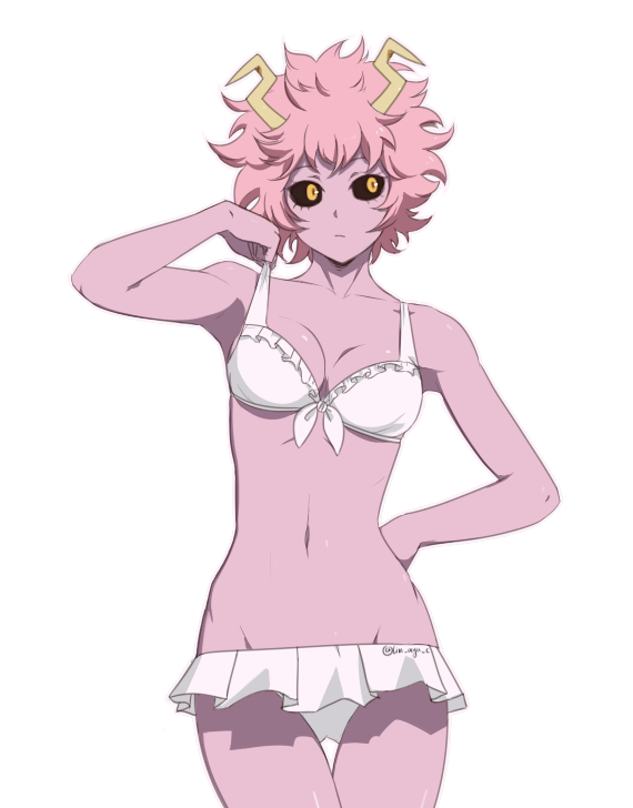 1girl antennae ashido_mina bikini black_sclera boku_no_hero_academia breast...