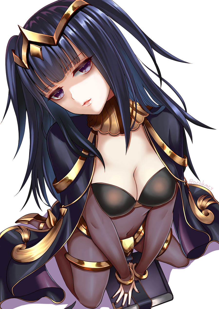 ...breasts bridal_gauntlets cape cleavage eyebrows_visible_through_hair eye...