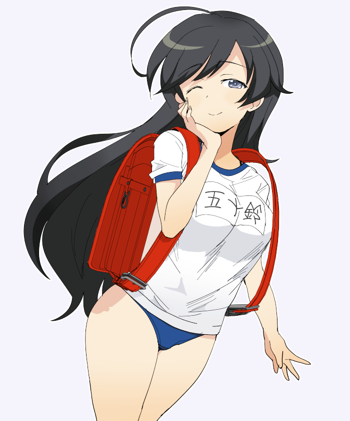 ...cowboy_shot girls_und_panzer grey_background gym_shirt gym_uniform henya...