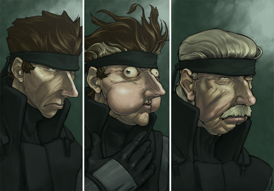 caricature metal_gear_solid old_snake parody solid_snake transformation.