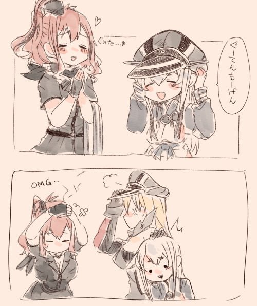 Safebooru - /\/\/\ 2koma 3girls :d adjusting clothes adjusting hat ainu ...