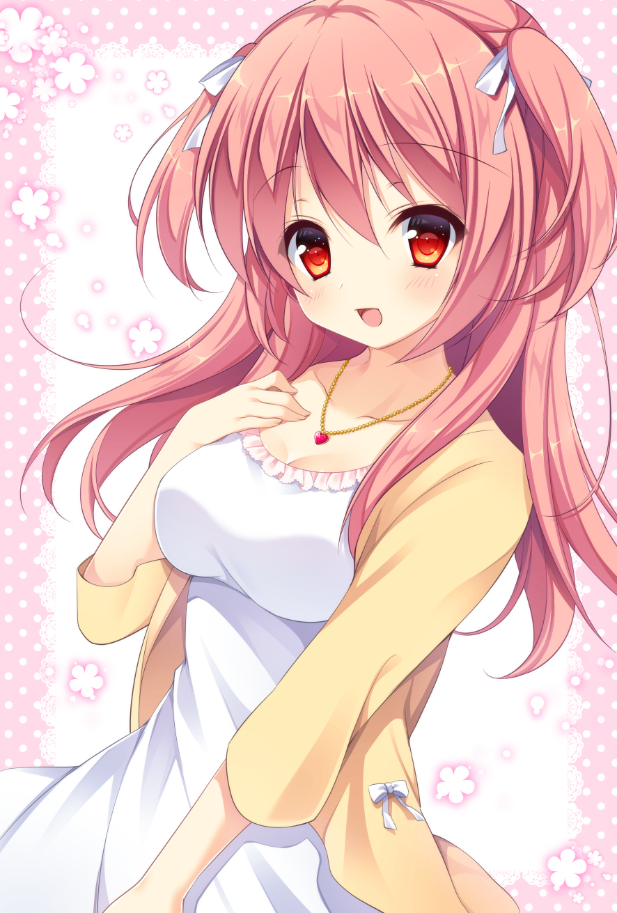 Safebooru - 1girl :d bangs blush bow breasts cleavage collarbone ...