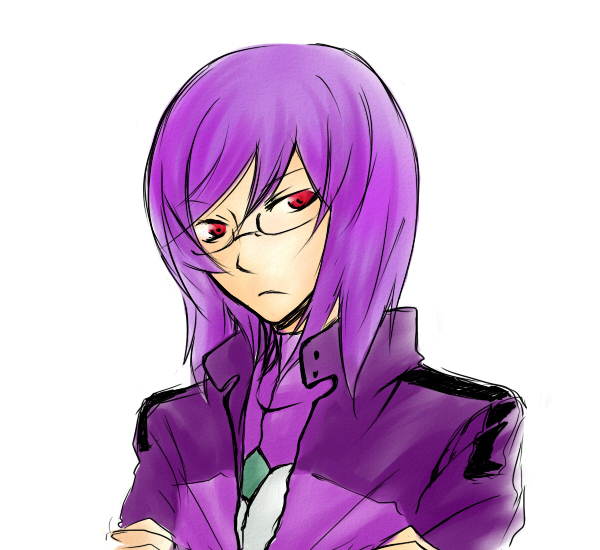 Safebooru glasses gundam gundam 00 purple hair red eyes tieria erde