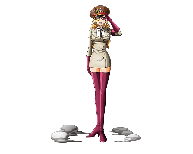 1girl blonde_hair bodskih boots curly_hair domino(one_piece)