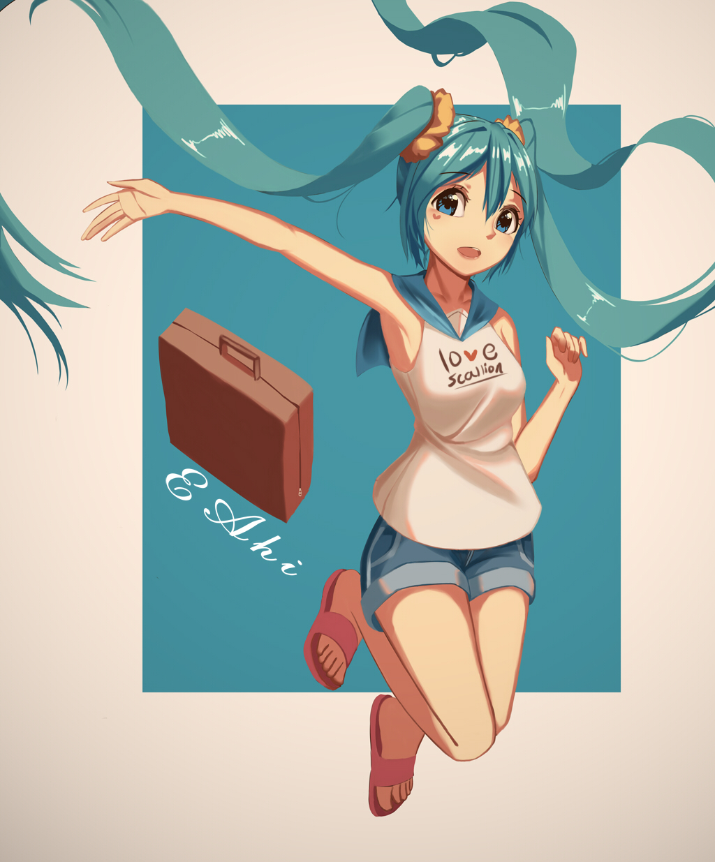 Safebooru 1girl Armpits Artist Name Eahi Floating Hair Hatsune Miku Highres Long Hair 8031