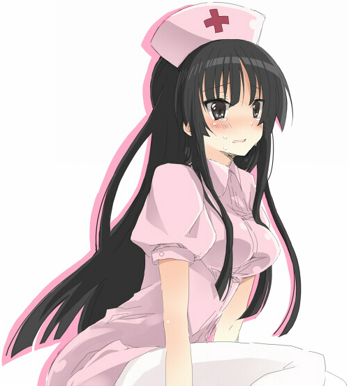 ...k-on! konno_seara long_hair nurse nurse_cap pantyhose solo tears white_l...