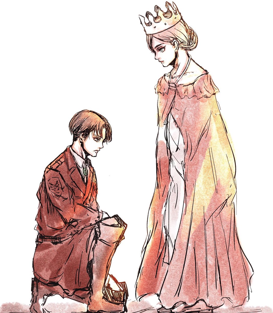 Safebooru - 1boy 1girl christa renz crown dress highres levi (shingeki ...