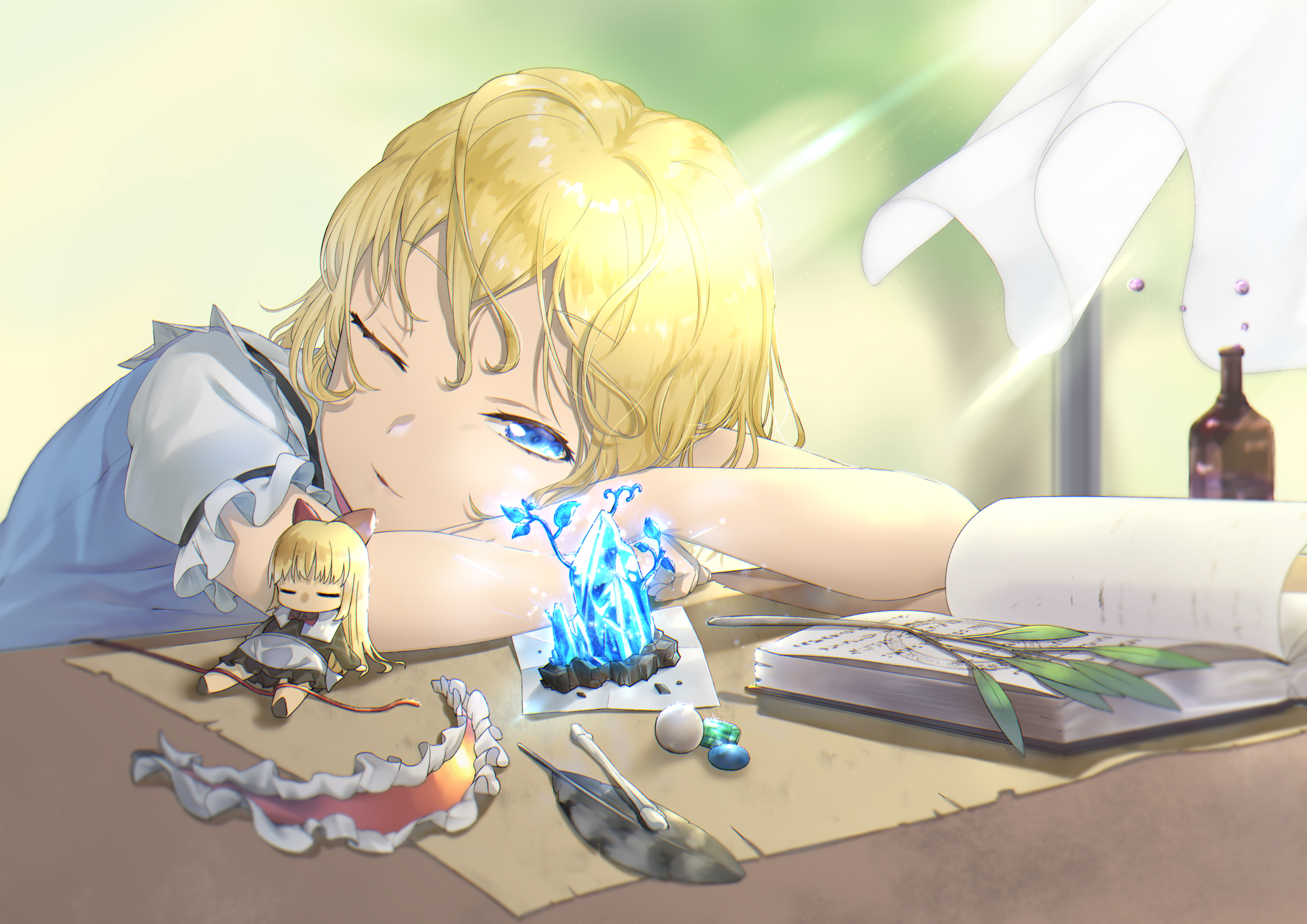 Safebooru - 1girl absurdres alice margatroid an skill arm rest blonde ...