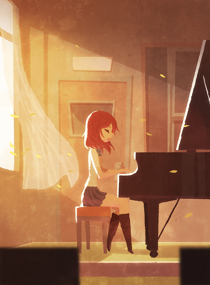 Девочка играет на пианино рисунок