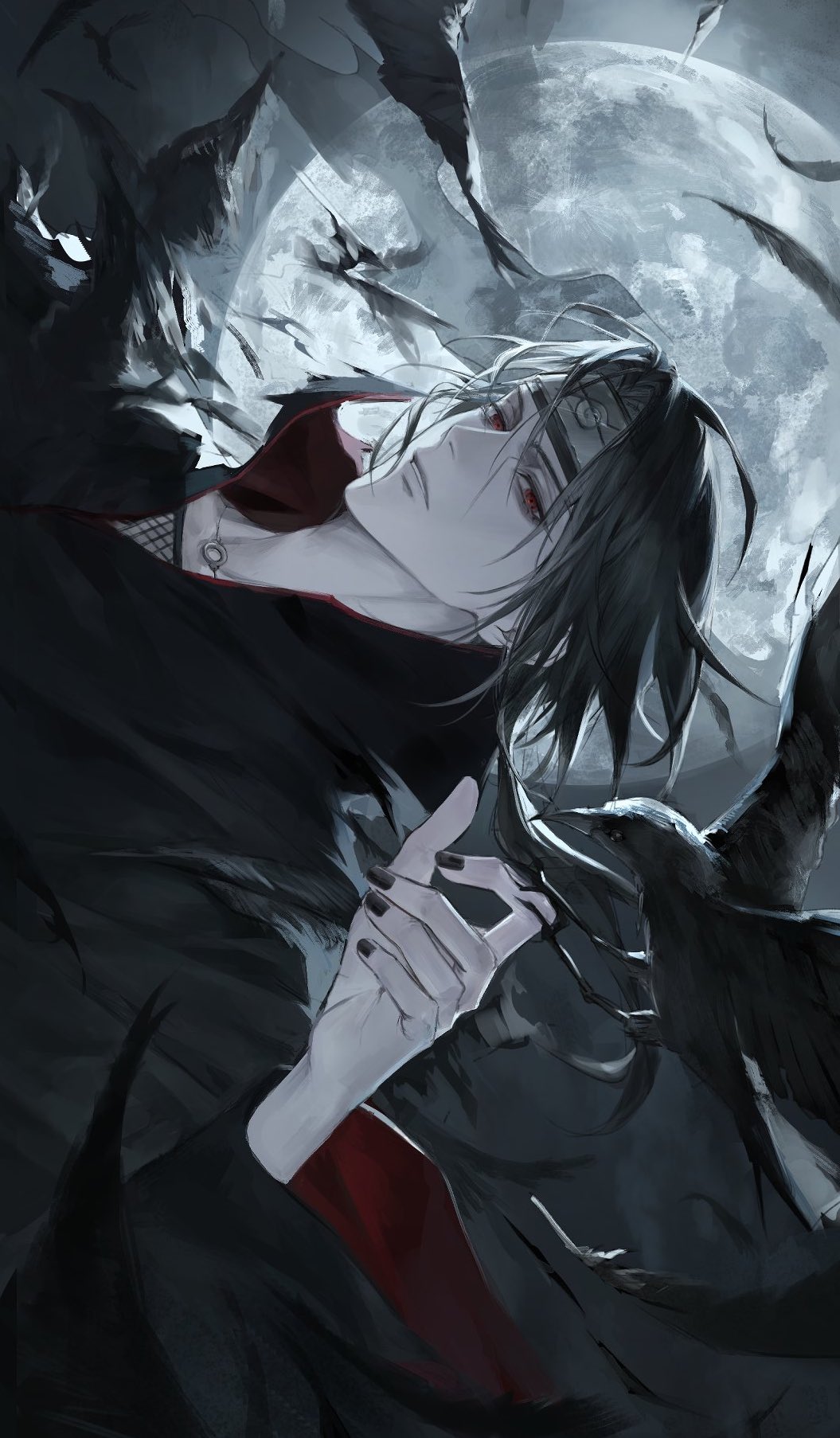Akatsuki Bird Safebooru - 1boy akatsuki uniform bird black hair black nails chhiii o ...
