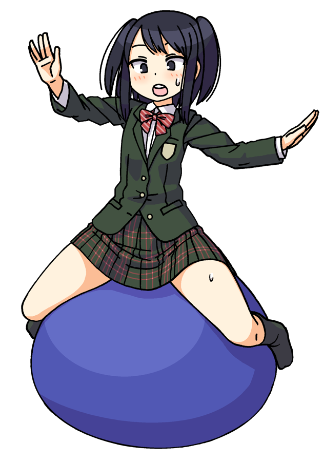 Safebooru - 1girl :o balancing ball bangs black eyes black hair blazer ...