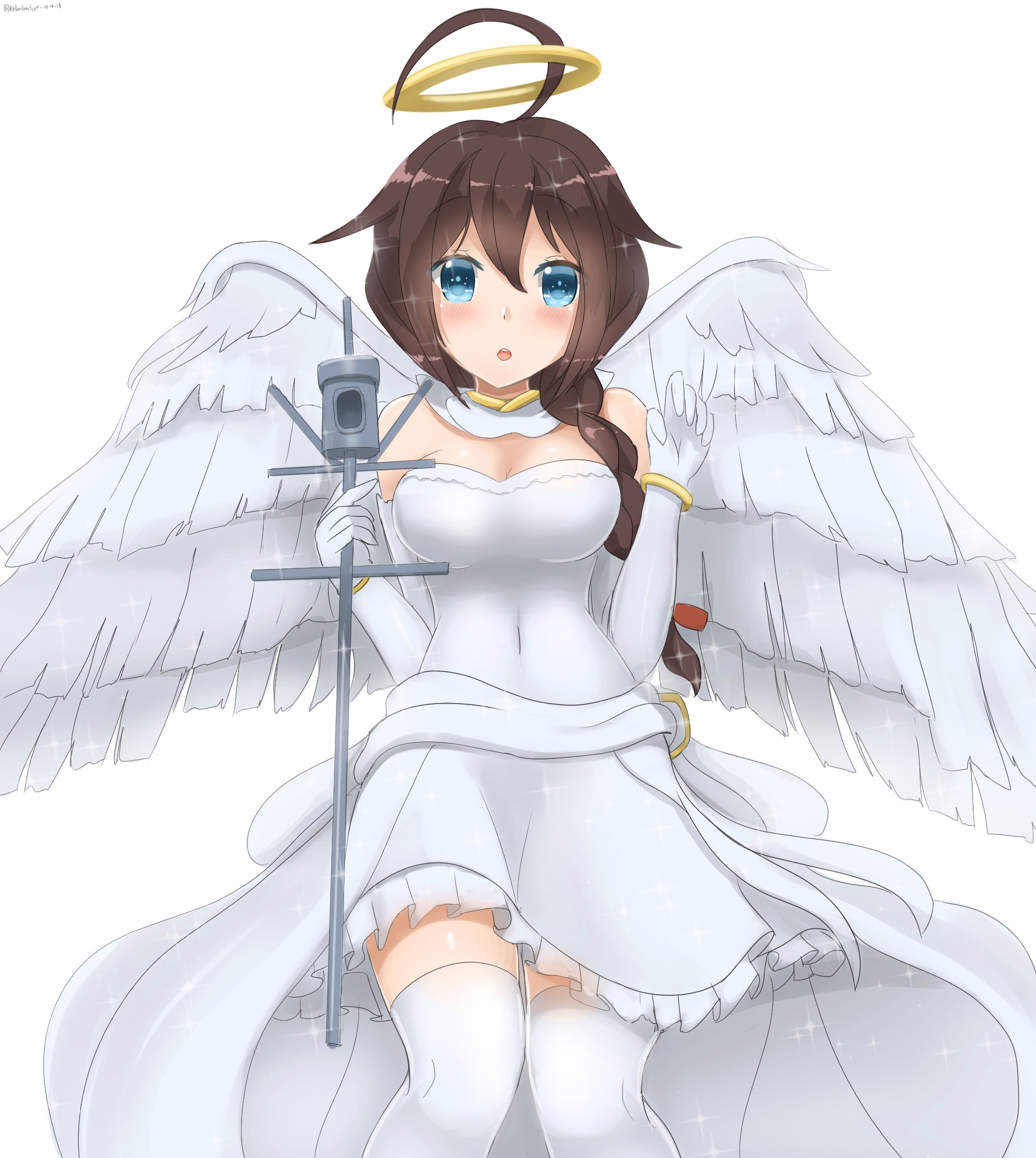 Safebooru 1girl Ahoge Alternate Costume Angel Angel Wings Bare 