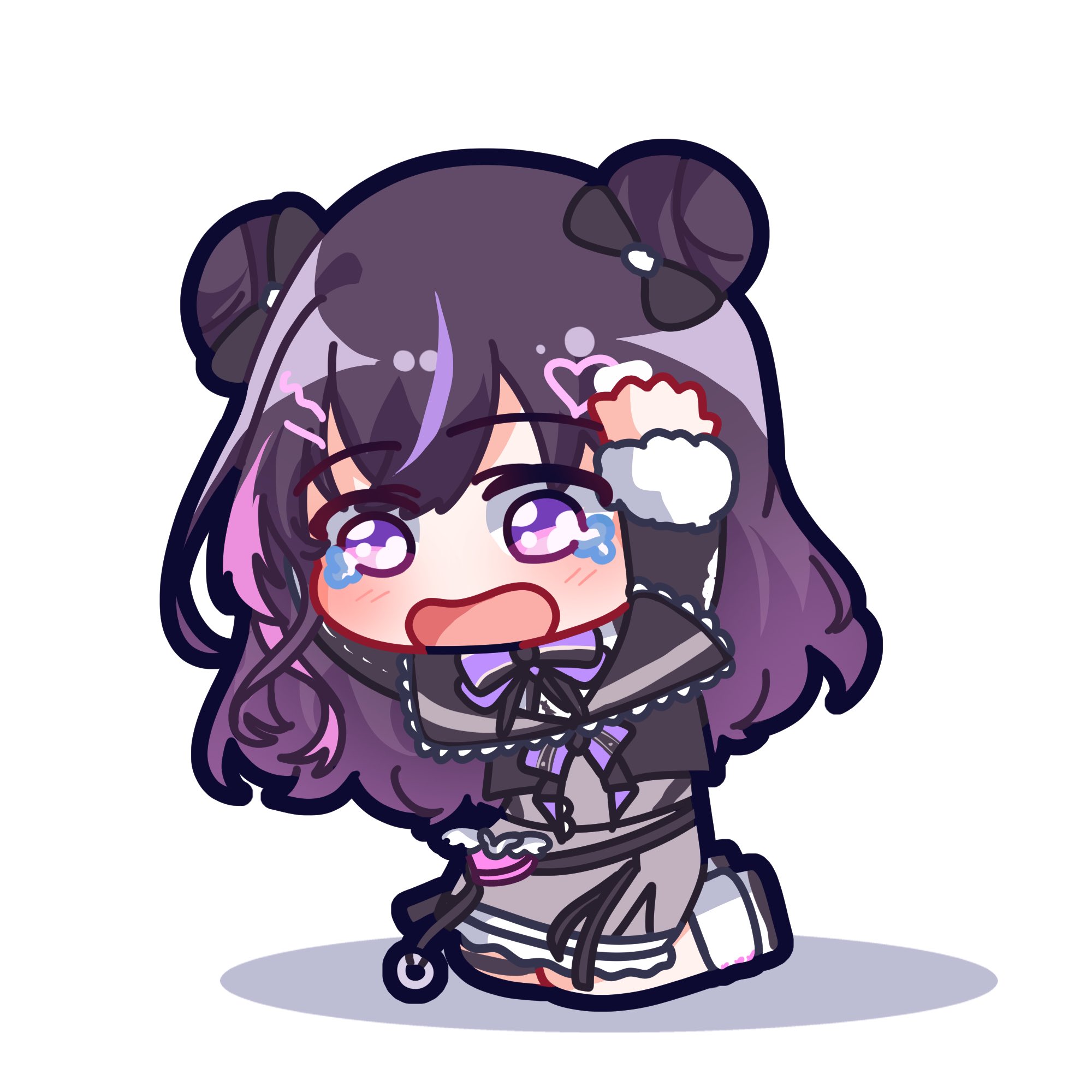 Safebooru - 1girl black jacket bow bowtie chibi chibi only crying ...