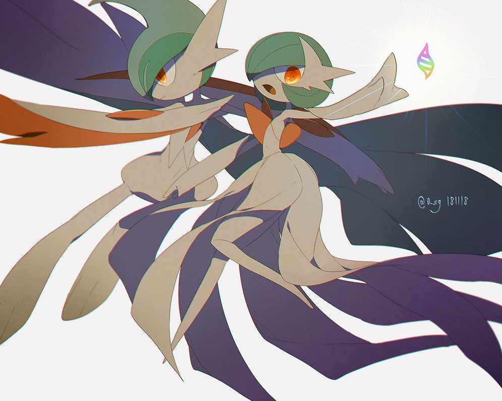 1boy 1girl creatures(company) dress full_body gallade game_freak gardevoir ...