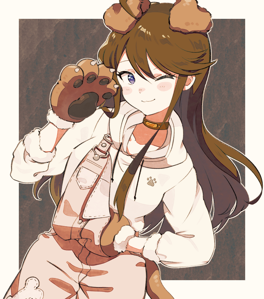 Pyopyo Safebooru - 1girl ahoge animal ears animal hands blue eyes blush border ...