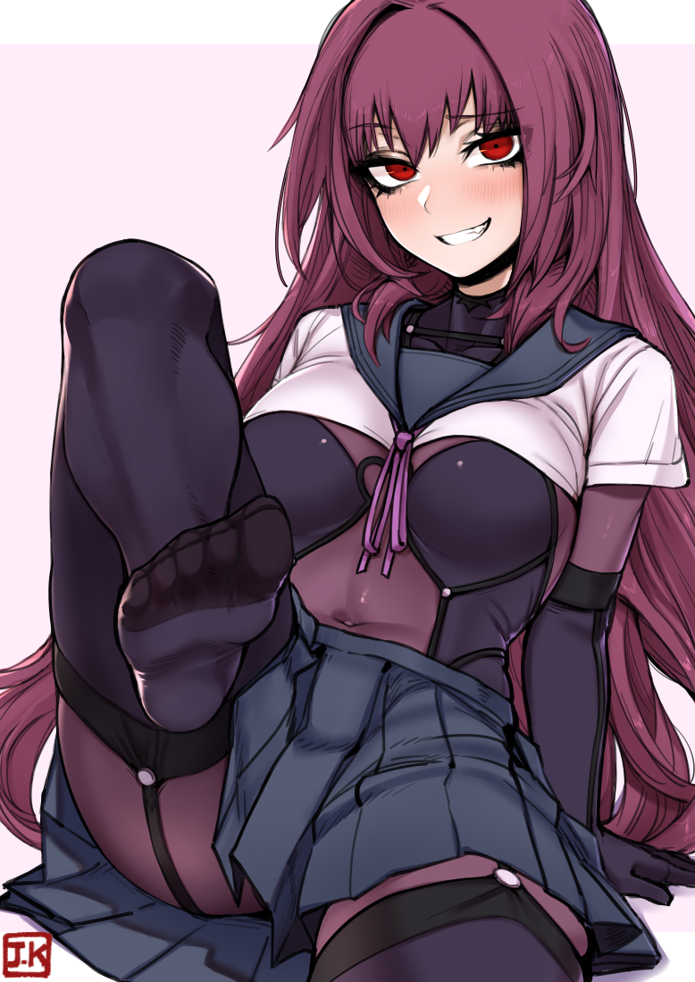 ...(series) full_body garter_straps grin hair_intakes j.k. large_breasts le...