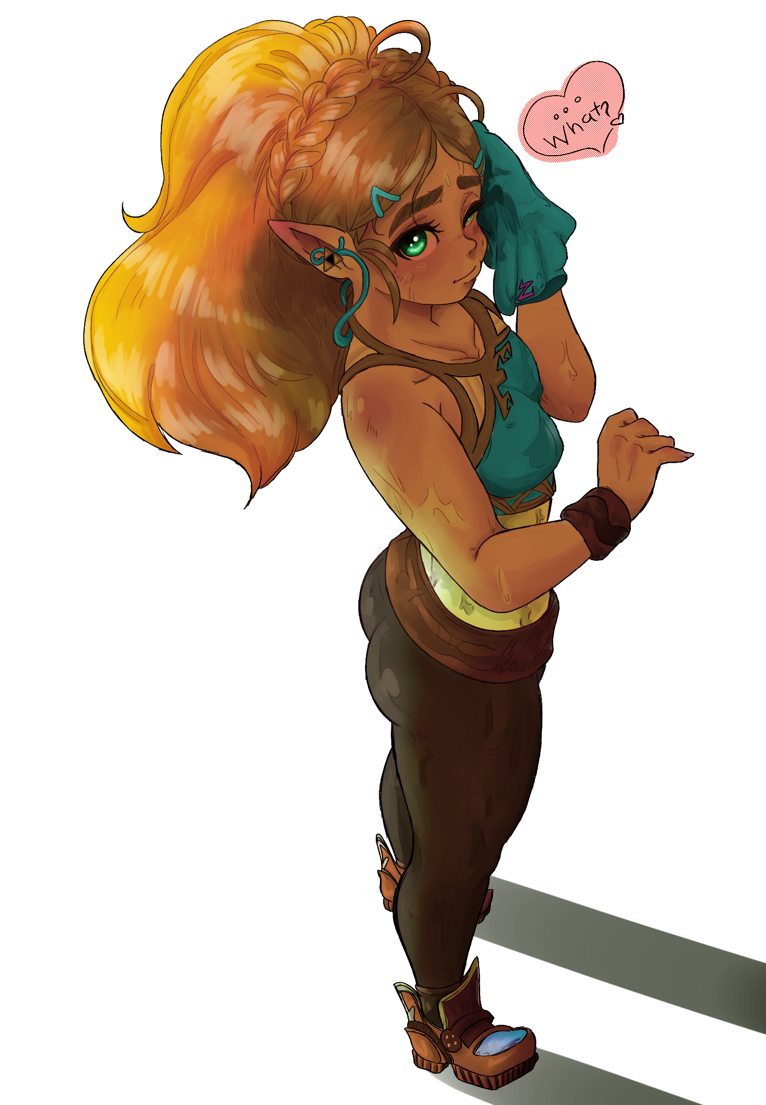 Safebooru bra elf eyebrows highres leggings looking at viewer