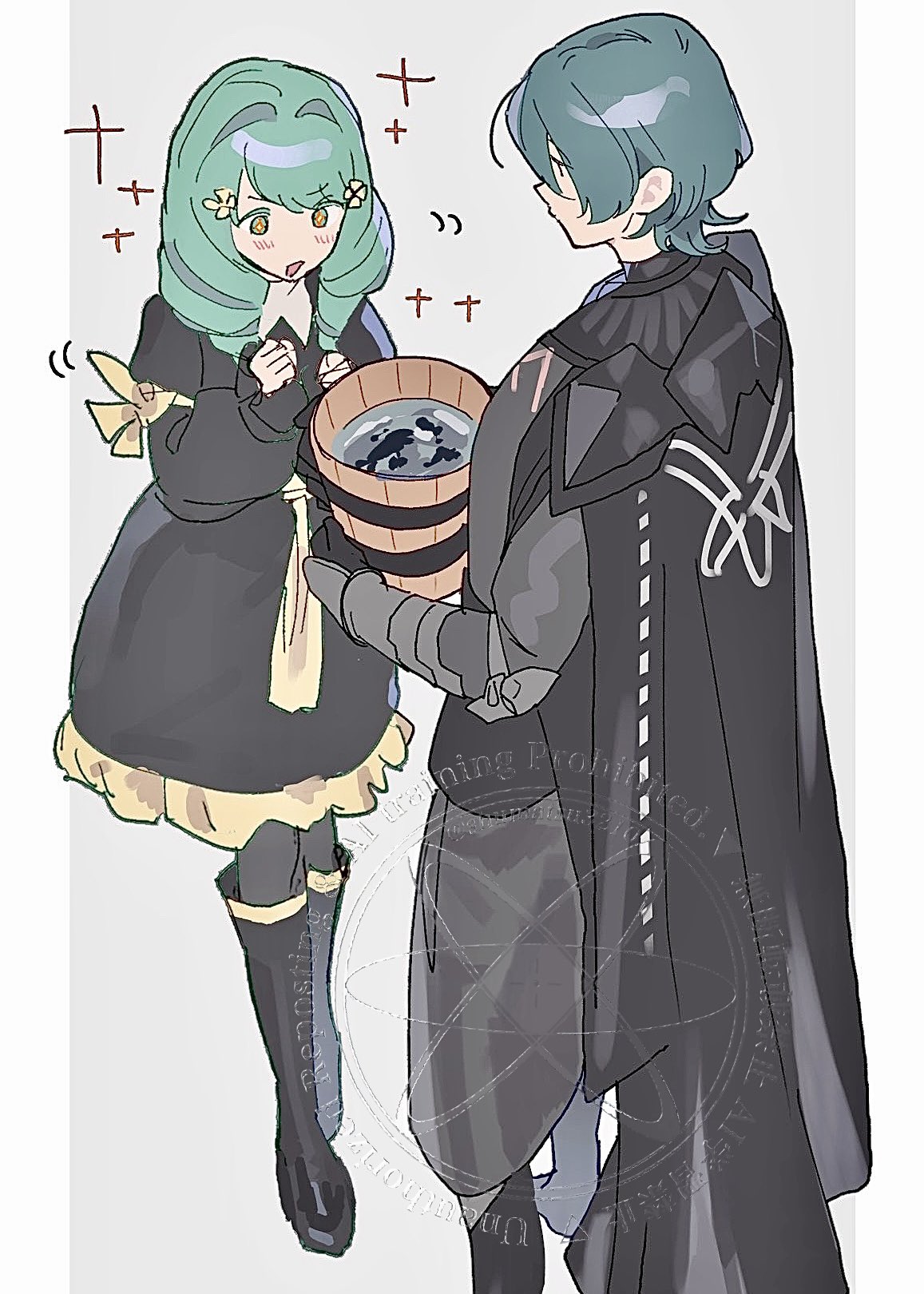 Safebooru - 1boy 1girl aqua hair armor black armor black boots black ...