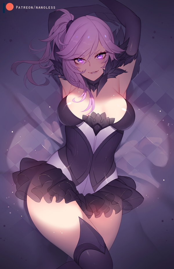 ...frills gloves large_breasts league_of_legends looking_at_viewer luxanna_...