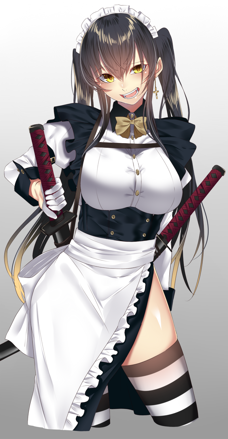 ...highres holding holding_sword holding_weapon jewelry katana large_breast...