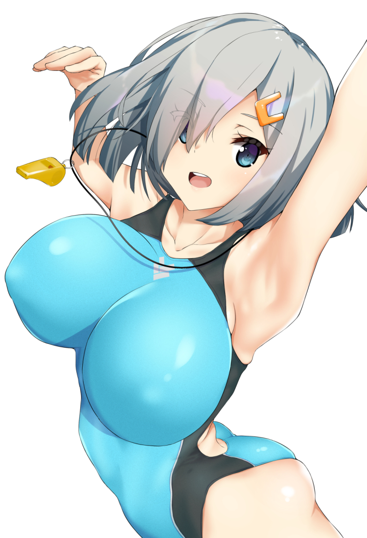 1girl alternate_costume ass blue_eyes blush breasts c@rbon competition_swim...