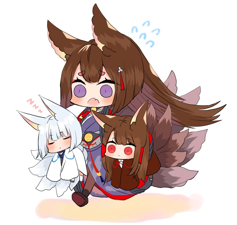 3girls akagi(azur_lane) amagi(azur_lane) animal_ears azur_lane bangs ...