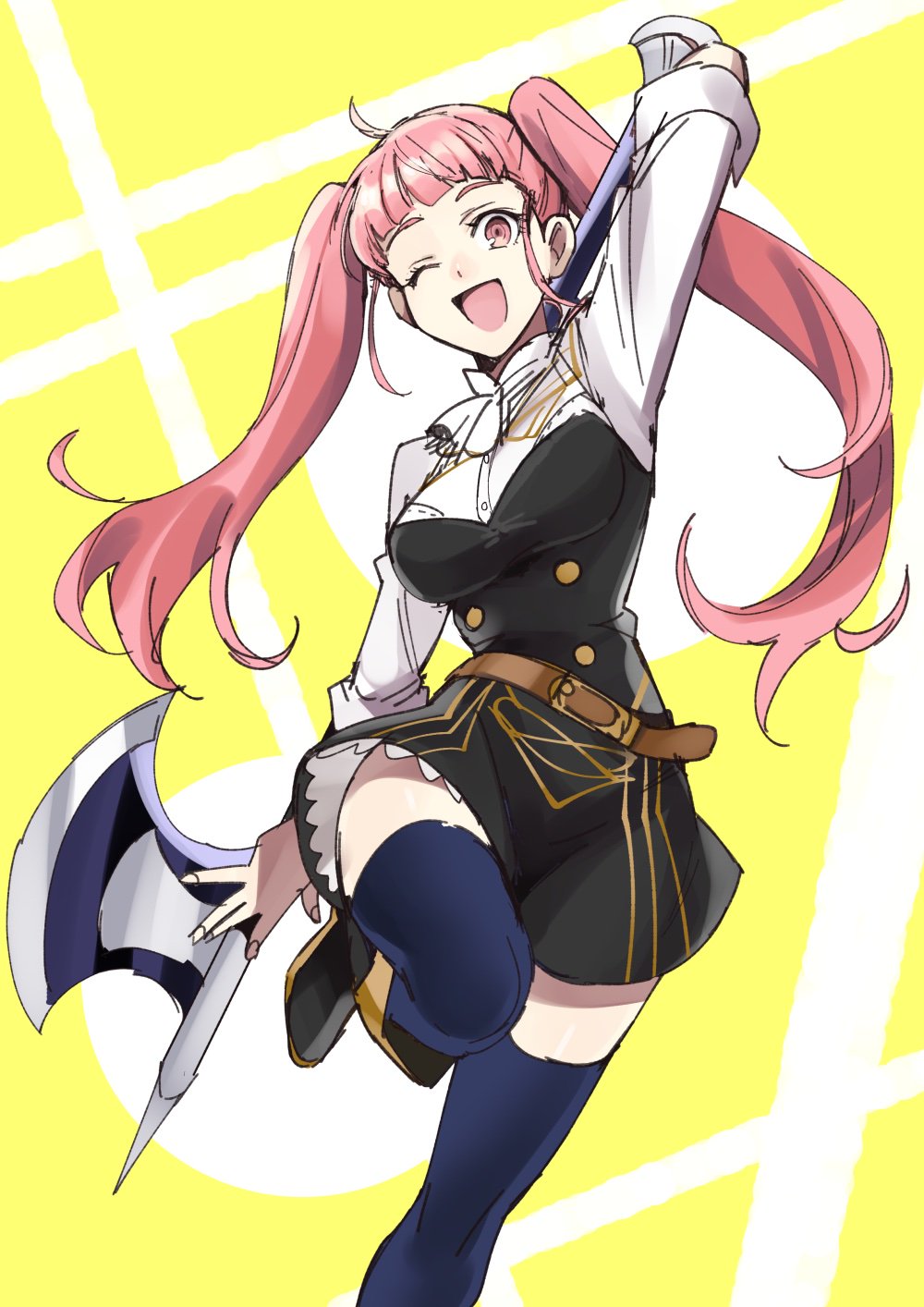 Safebooru 1girl axe belt blue legwear fire emblem fire emblem three