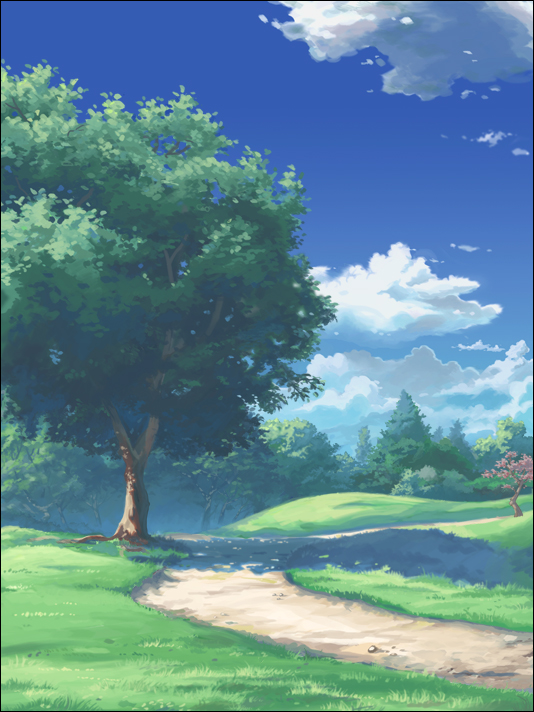 Safebooru Blue Sky Clouds Commentary Day English Commentary Grass Kenji Gonzales Landscape No