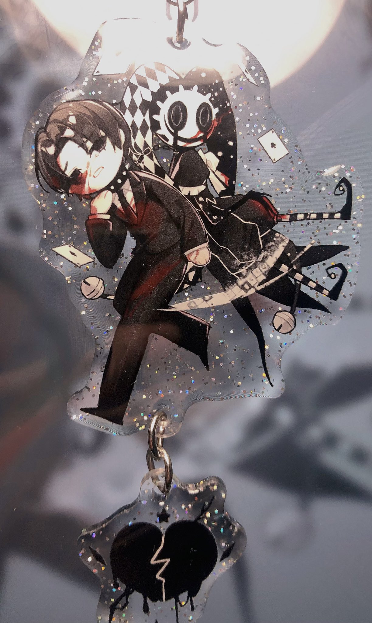 Chibi Roland Project Moon Safebooru - 2boys acrylic stand (medium) back-to-back black eyes black ...