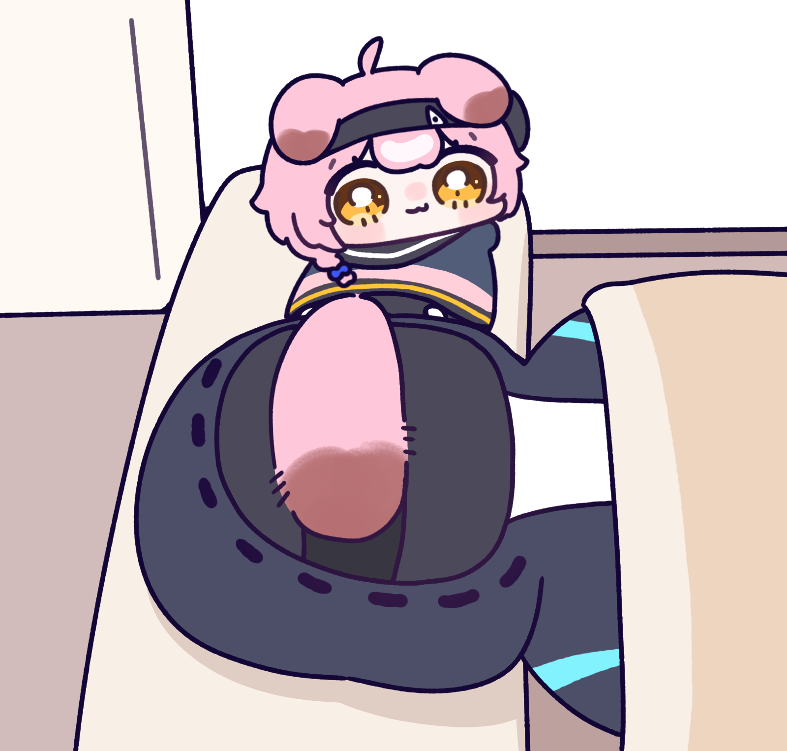 Safebooru 1girl 1other 3 ahoge ambiguous gender animal ears