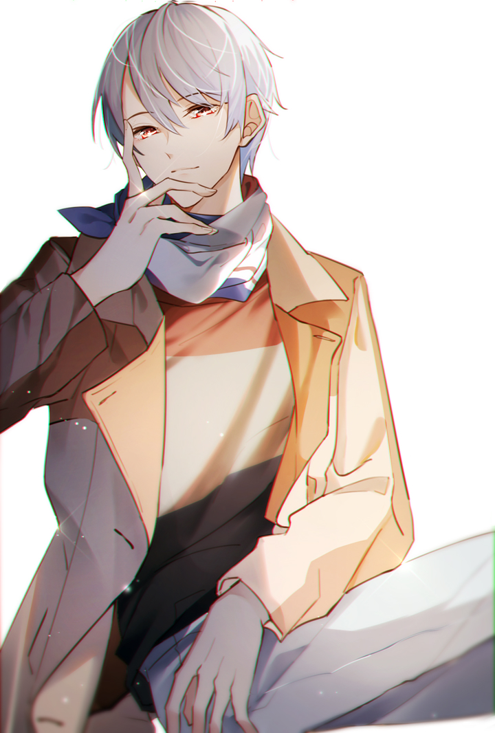 Safebooru - 1boy alternate hair color bangs closed mouth coat evolto