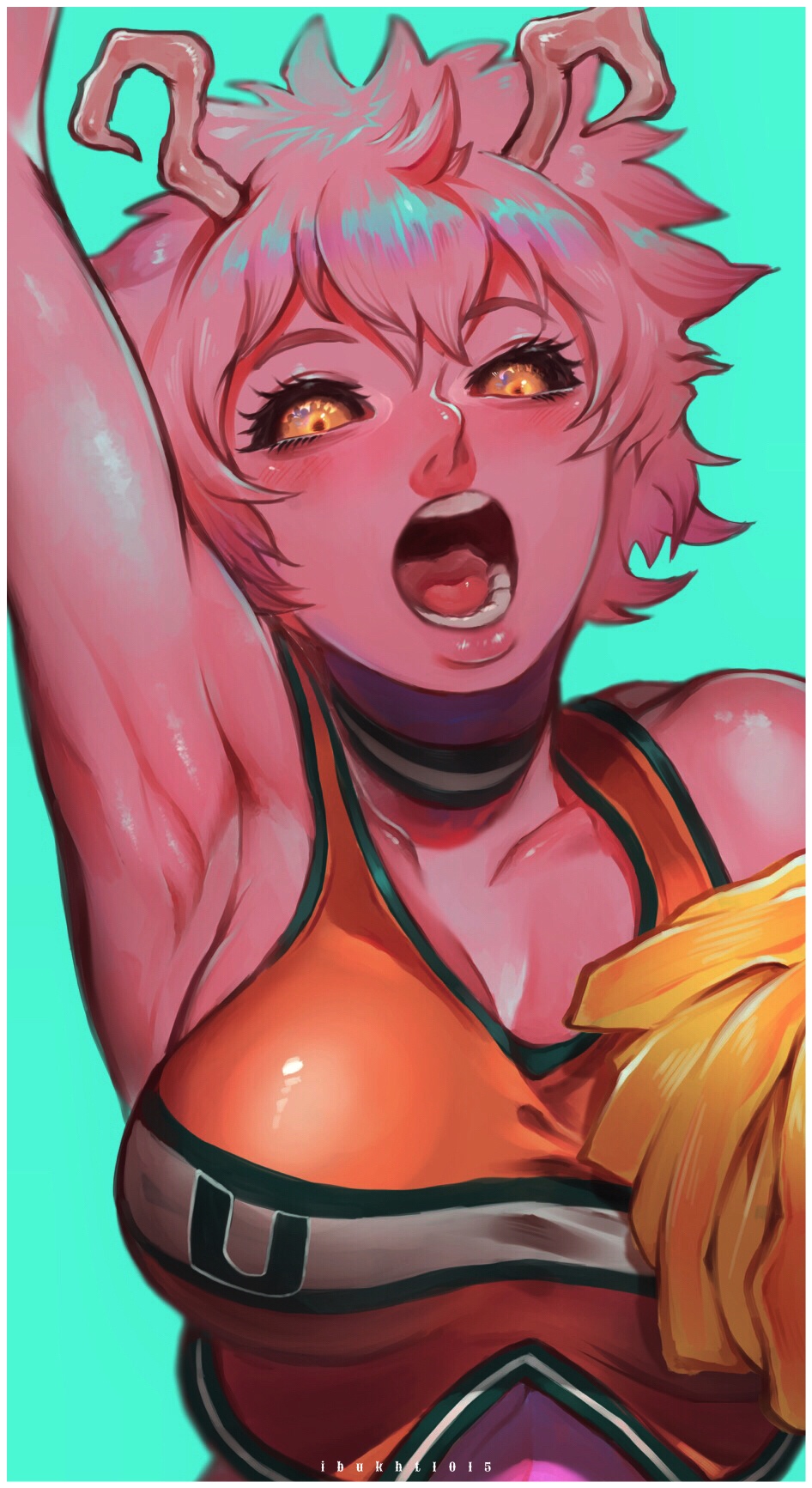 1girl arm_up armpits ashido_mina black_sclera boku_no_hero_academia breasts...