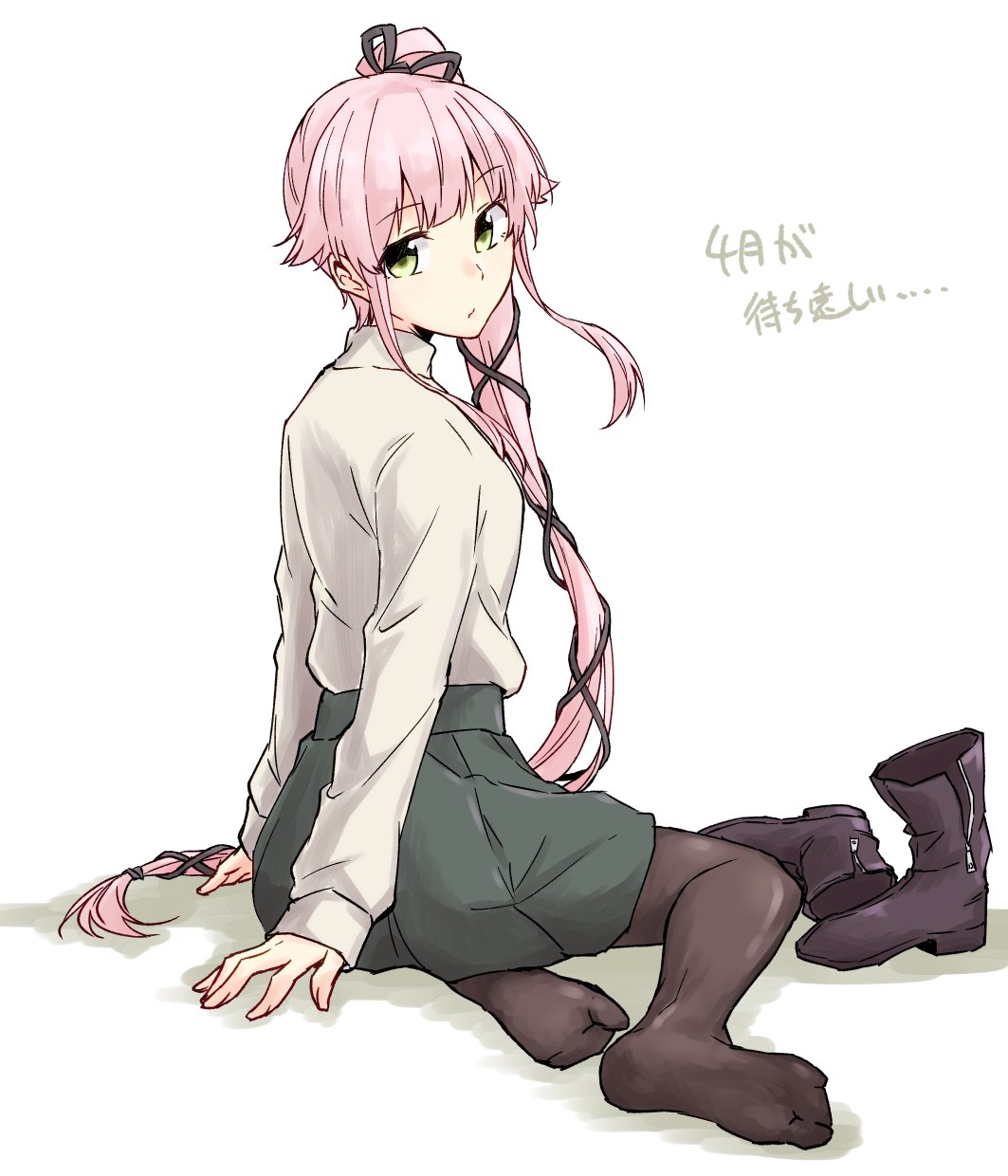 Safebooru 1girl alternate costume beige sweater black footwear black