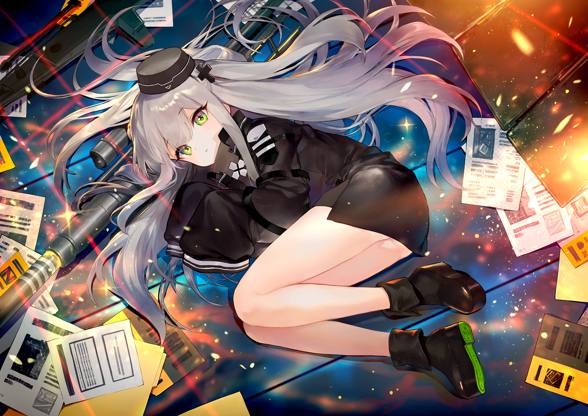 Safebooru - 1girl 88 flak (ash arms) ainy77 ash arms bangs bare legs ...
