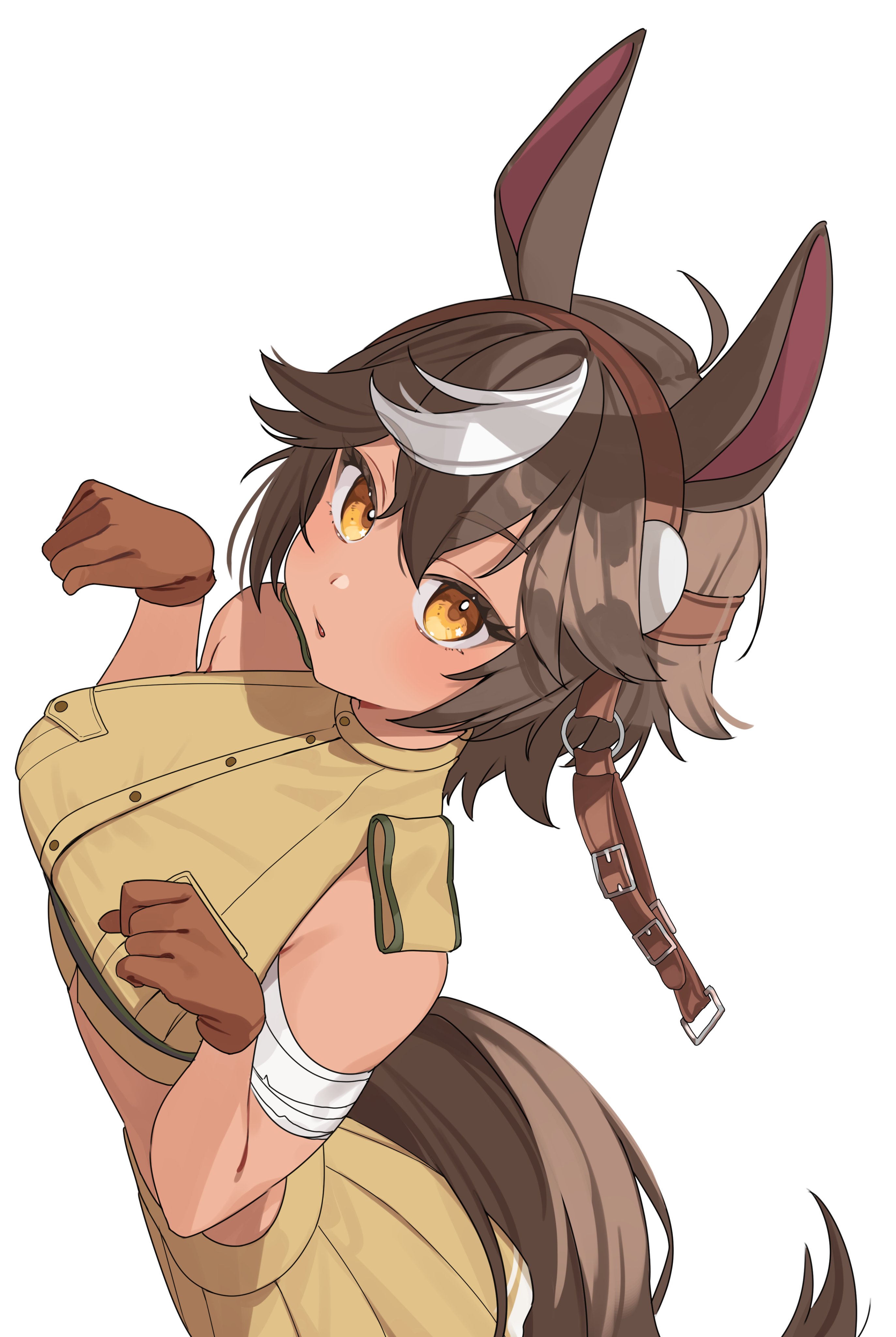Uma Rihorse Safebooru - 1girl absurdres ahoge animal ears brown gloves brown hair ...