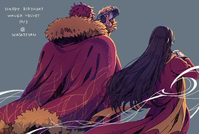 Safebooru - 2boys back black hair bottle cape drinking fate/grand order ...