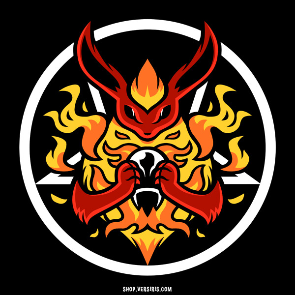 Safebooru black background black eyes commentary creature dome fossil english commentary fire