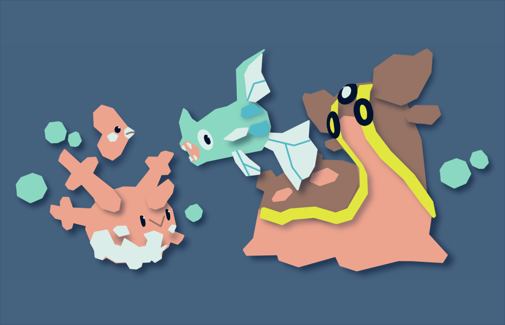 blue_background bubble commentary corsola creature english_commentary fangs...