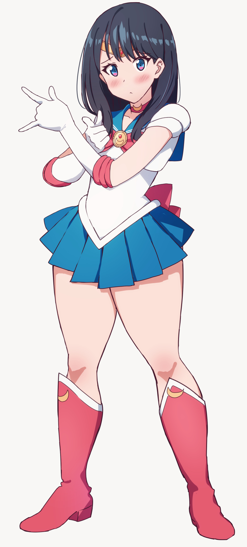 Safebooru 1girl Arigiep Bishoujo Senshi Sailor Moon Black Hair Blue Eyes Boots Bow Cosplay