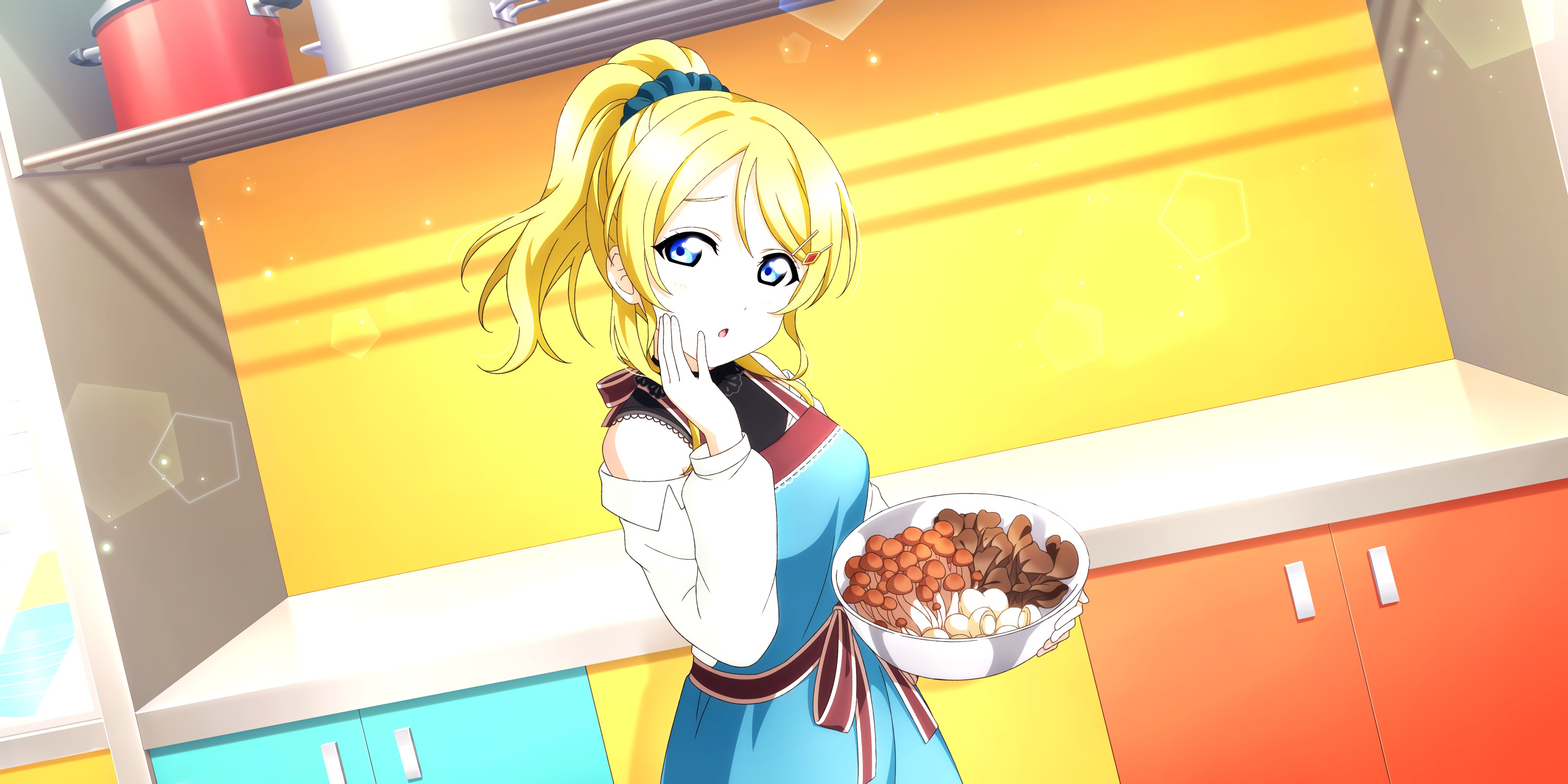 Safebooru ayase eli blonde hair blue eyes blush dress long hair love