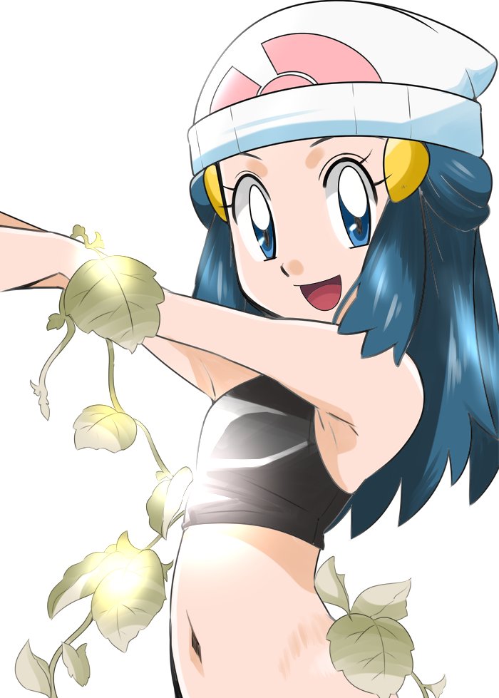 (pokemon) long_hair looking_at_viewer navel plant pokemon pokemon(game) pok...