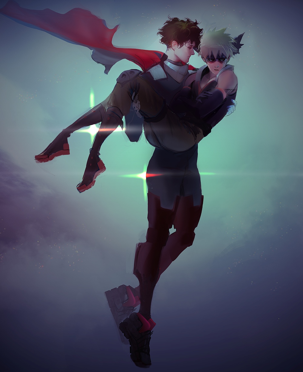 ...commentary_request floating flying highres knee_guards mask midoriya_izu...