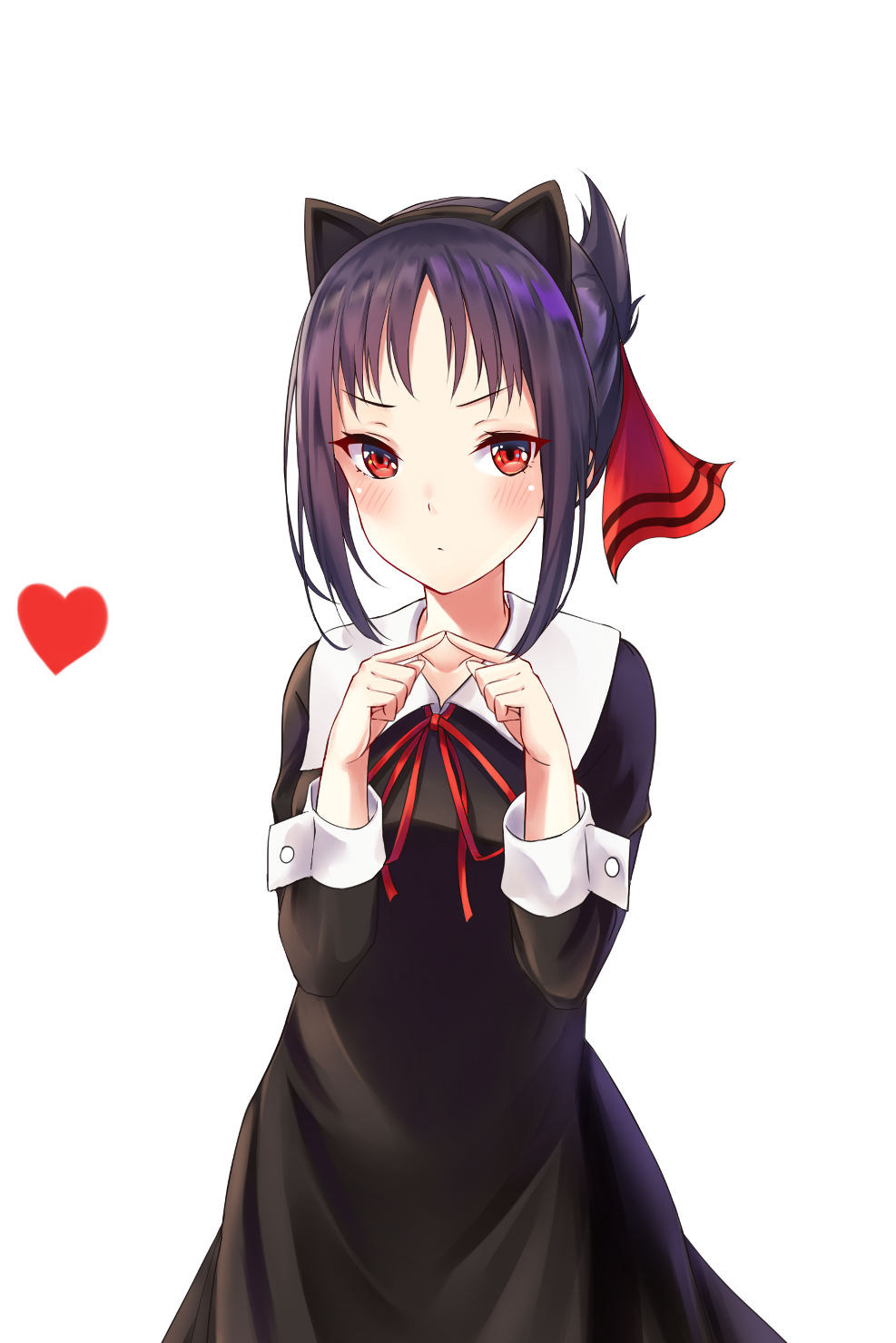 1girl animal_ears bangs black_dress black_hair blush cat_ears collarbone dr...