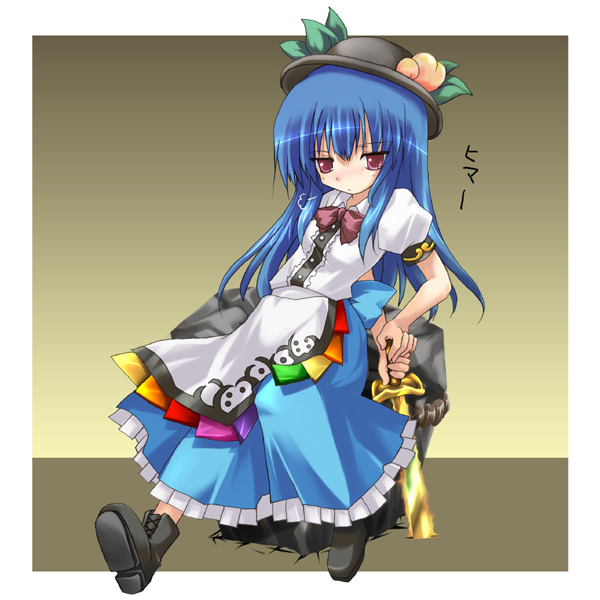 Safebooru boots food fruit hat hinanai tenshi hinanawi tenshi