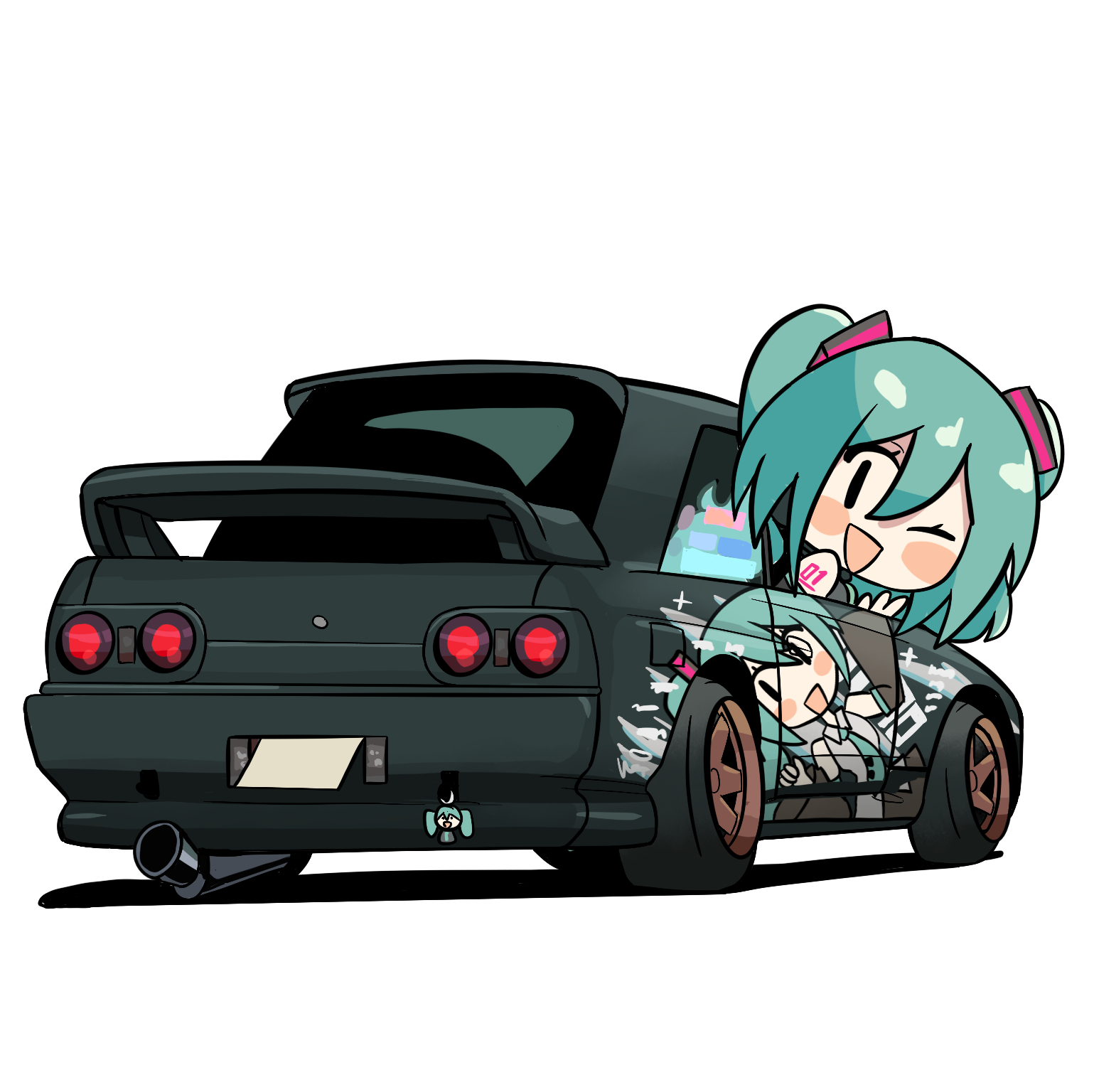Chibi R32 Safebooru - 1girl aqua eyes blush stickers car chibi commission exhaust ...
