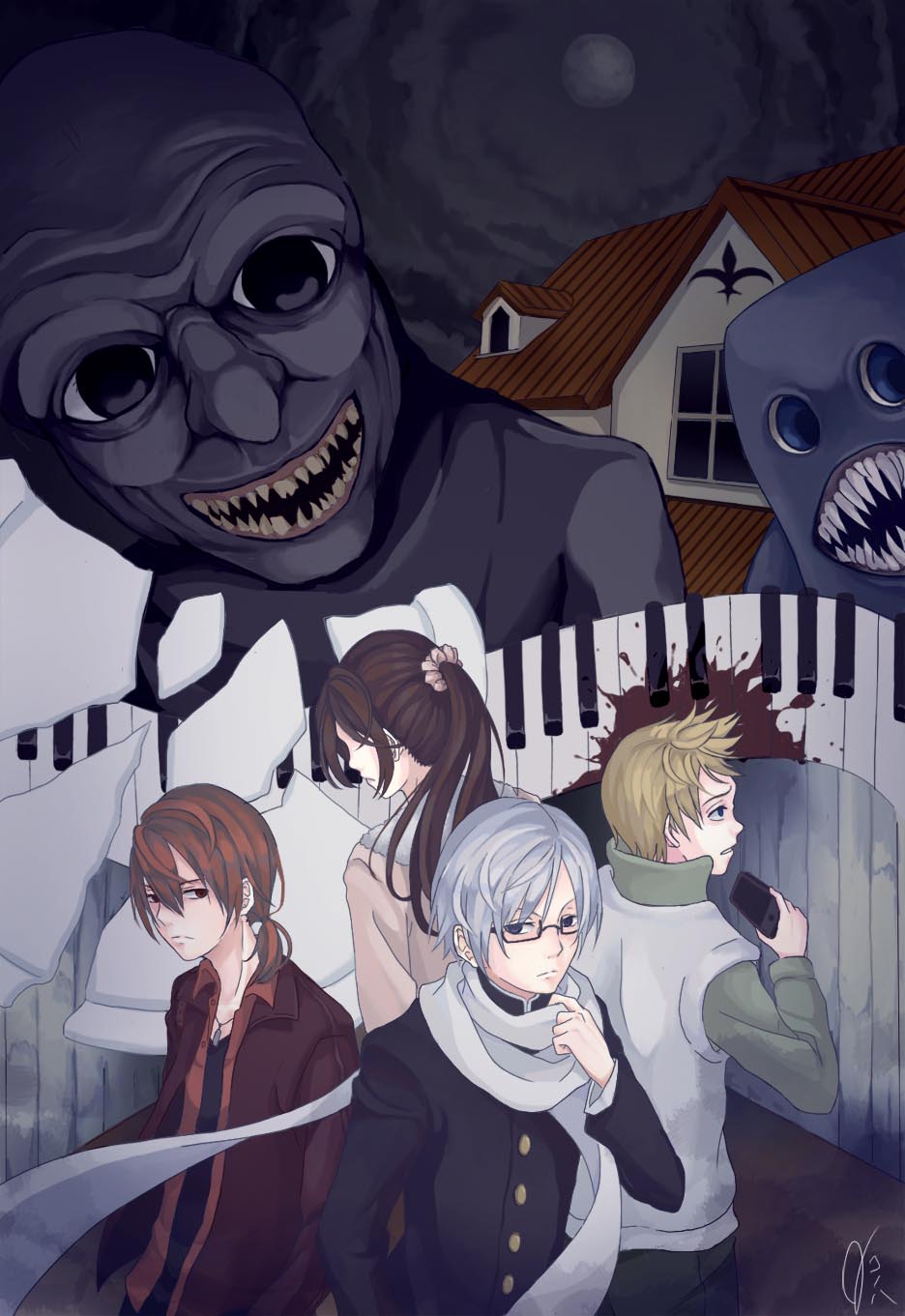 Safebooru 1girl 2015 3boys Ao Oni Blockman Oni ao Oni Blonde Hair safebooru-1girl-2015-3boys-ao-oni-blockman-oni-ao-oni-blonde-hair